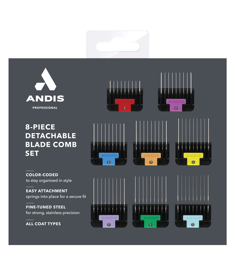 Andis Universal Stainless Steel Combs 8-Piece Set