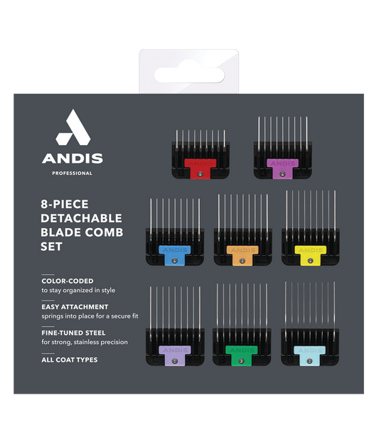 Andis Universal Stainless Steel Combs 8-Piece Set